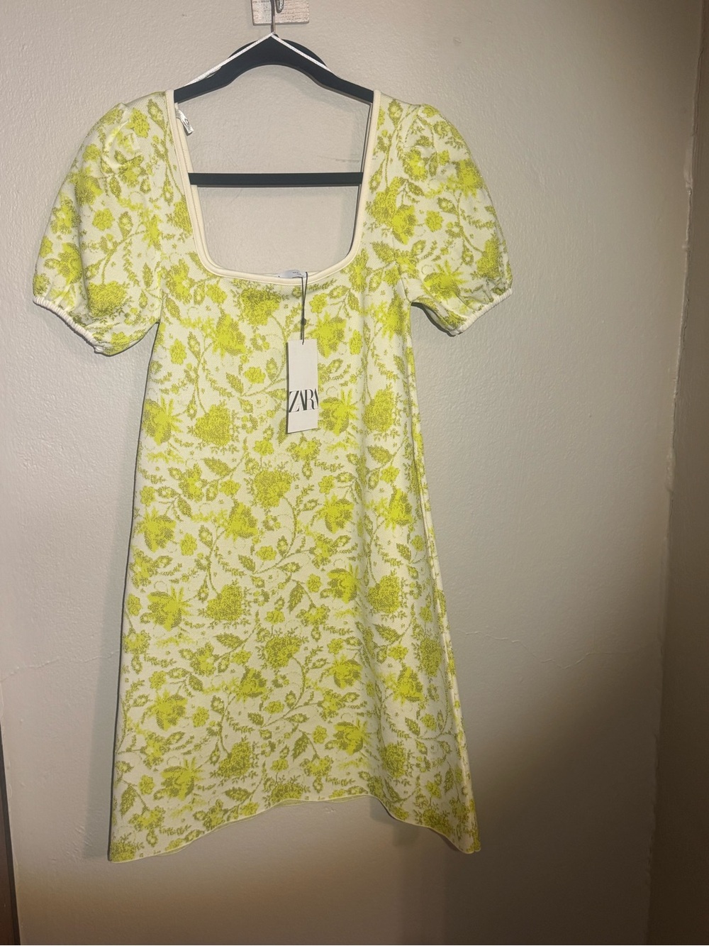 Zara Cream Dress with Yellow Floral Print